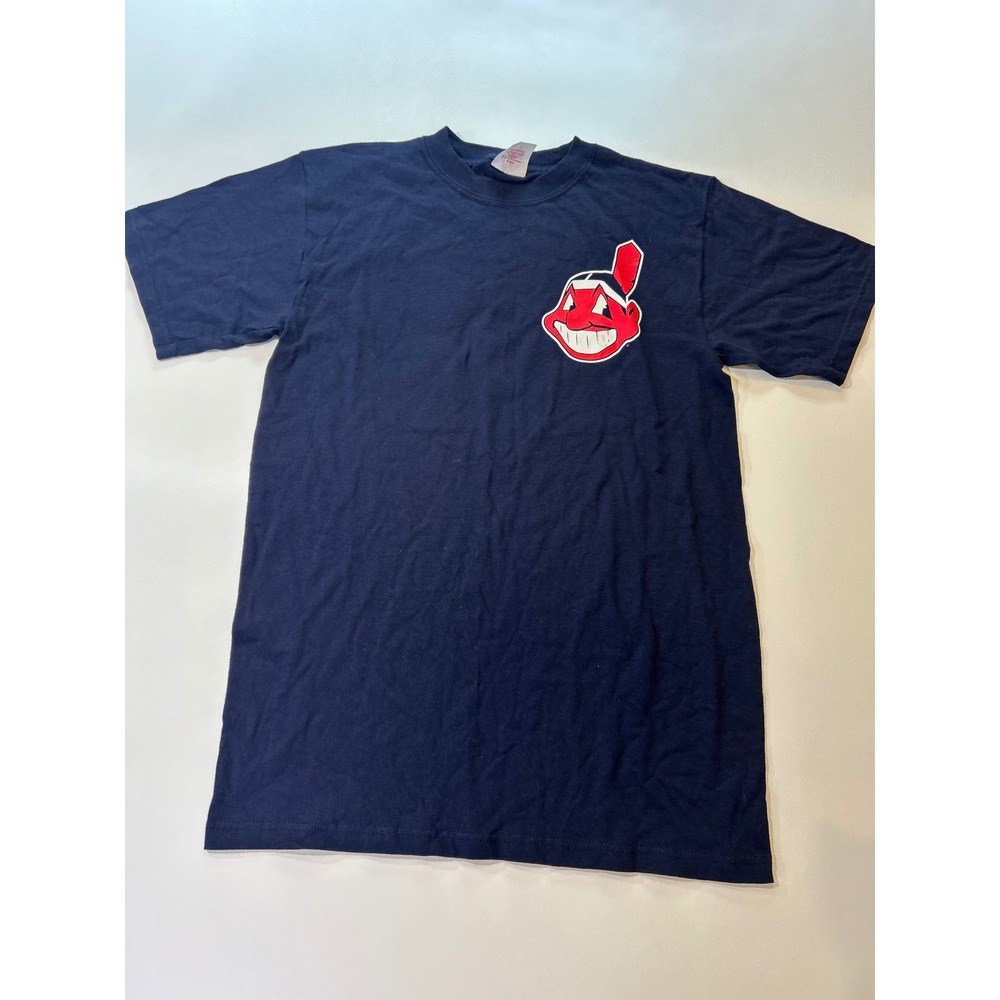 Majestic T-Shirt Men's Medium Navy Blue Cleveland Indians Chief Wahoo 14 Cabrera